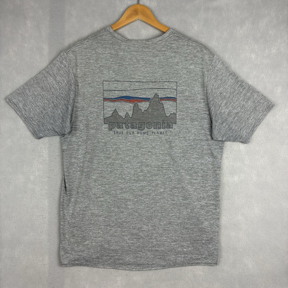 Patagonia Capilene Cool Daily Shirt Mens Large Gray Short Sleeve Hiking Outdoors